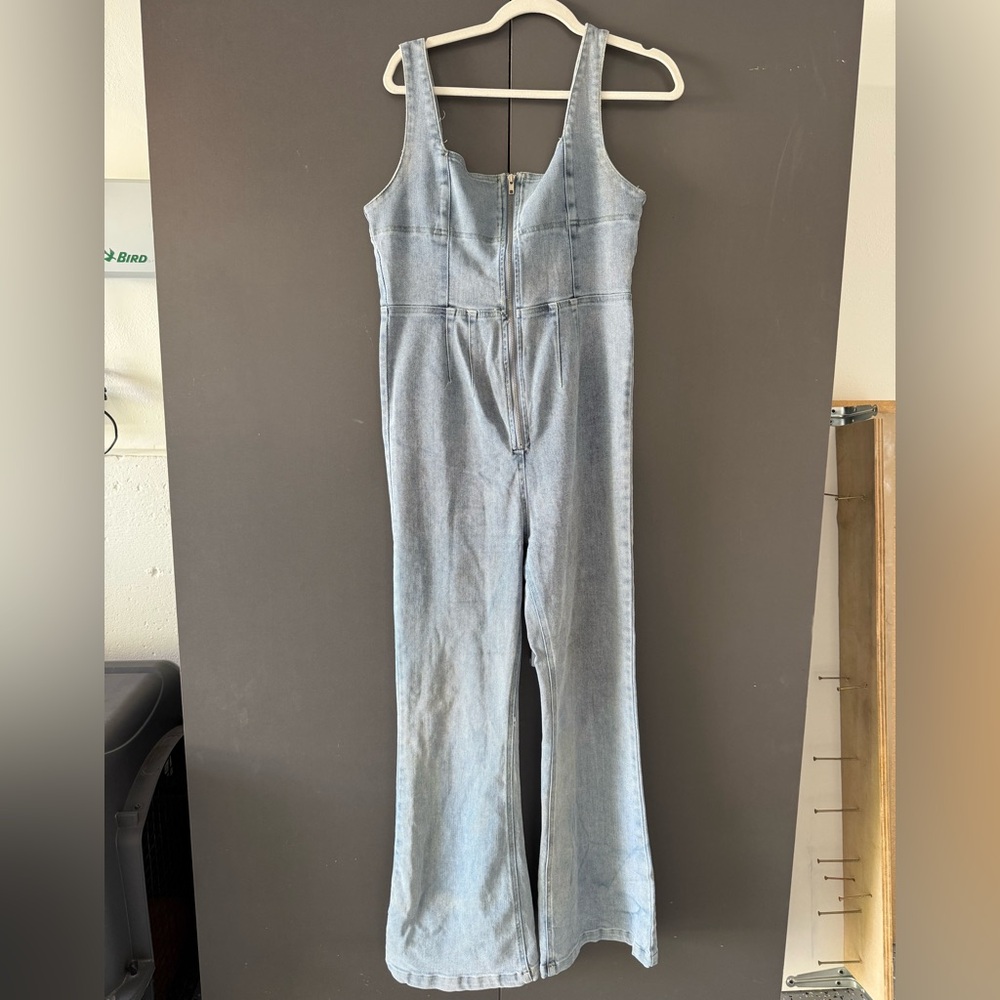 Emory Park Zippered Denim Jumpsuit